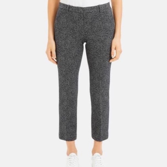 NWT THEORY trecca 2 pants in navy herring melange size 2/4 - Picture 2 of 14